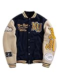 SOLY HUX Men's Letter Graphic Varsity Jacket Long