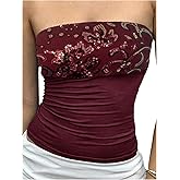 OYOANGLE Women's Sequin Sparkly Sleeveless Tube Top Y2K Slim Fitted Bandeau Going Out Tops