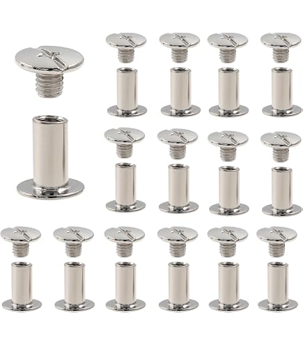 75 Sets Silvery Chicago Binding Screws Assorted Kit Nail Rivet Chicago Button DIY Leather Decoration Bookbinding Round Flat Head Stud Screw