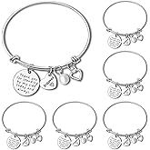 Dabihu Bracelet Set of 6, Adjustable Stainless Steel Bangle, Bridesmaid Gifts for Bridal Shower, Best Friends, Sister, Maid of Honor, Wedding Party Favor