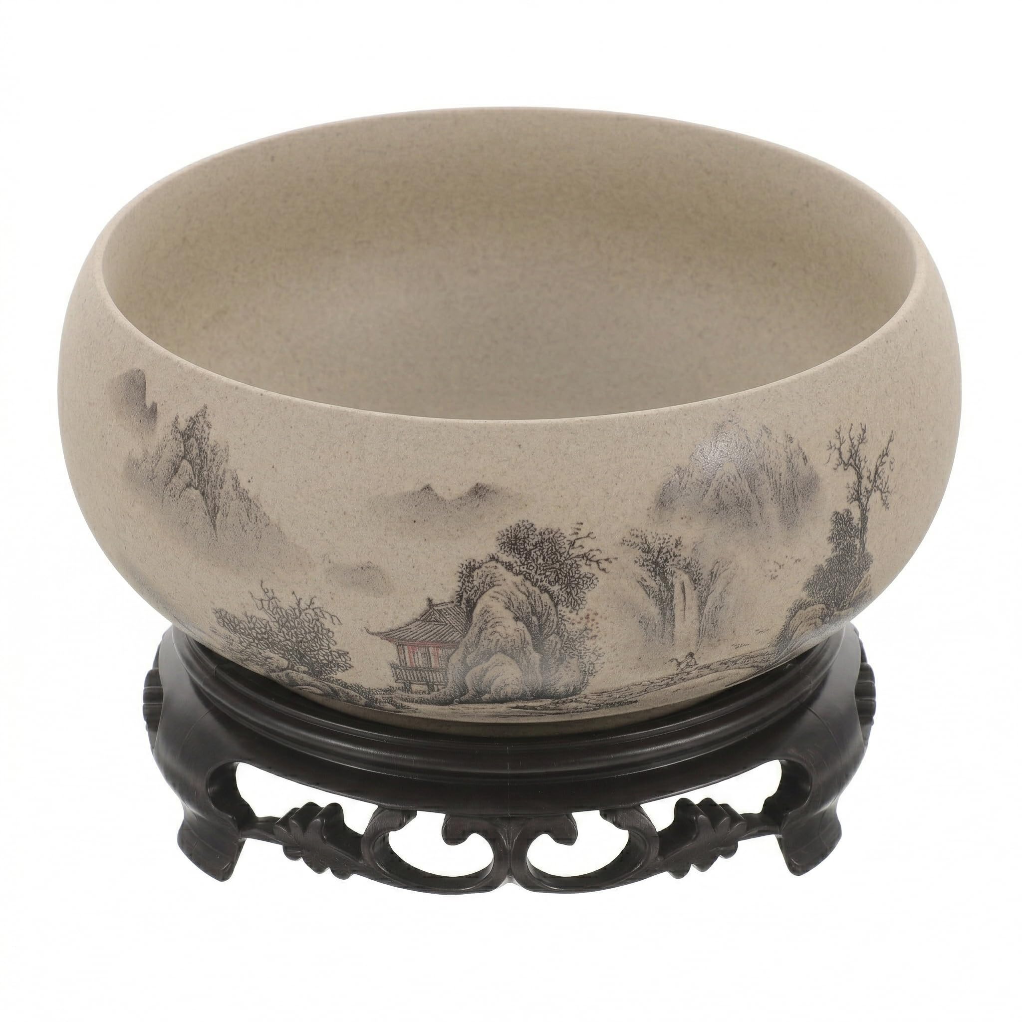 Yardwe 1 Set Ceramics Water Lily Bowl with Stand, Hydroponic Planter Pot Daffodil Bonsai Planter Narcissus Planting Bowl Succulent Pots for Garden Decoration