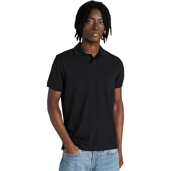 white christmas dresses Men's Black Johnny Collar Polo Shirt main image 0