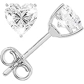 Moissanite Stud Earrings, 0.5ct-3ct D Color VVS1 Clarity Moissanite 14K White Gold Plated Sterling Silver Imitation Diamond Push Back Earrings For Women