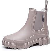 Drecage Womens Rain Boots Waterproof Rubber Garden Shoes Short Ankle Chelsea Boots Slip-Resistant