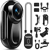 Mini Body Camera 1080P, 512G Thumb Vlogging Cam Hands-Free Recording, Action Camera with 360° Rotate Clip&Magnetic Clip, Wearable Video Recorder for Traveling/Motorcycle(SD Card Not Included) Black