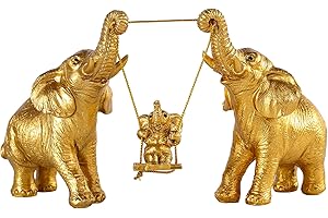 TOHLUCS Elephant Statue For Home Decor.Gold Elephant Decor For Living Room,Office,Shelf,Table Centerpiece Decorations.Elephant Gifts for Women,Mom.Good Luck Elephant Figurines.Home Decor Living Room.(Gold)