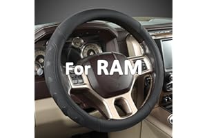 GIANT PANDA Car Steering Wheel Cover for RAM 1500 2500 3500, Compatible with Dodge RAM 15.5-16 inches - Black