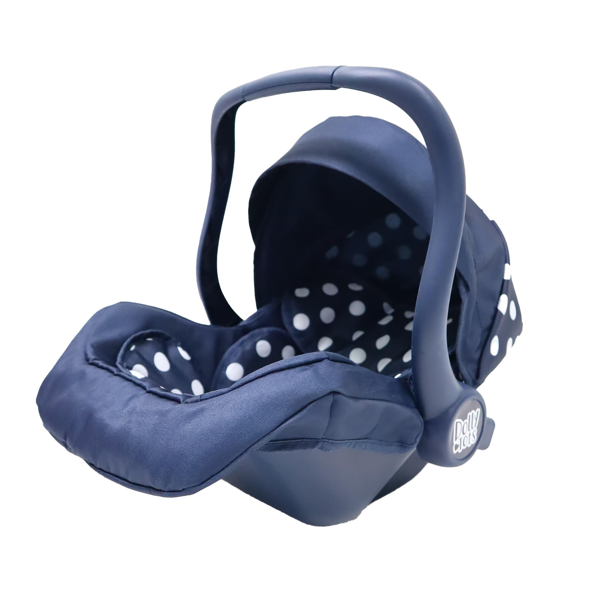 Dolly Tots Dolls Navy Car Seat | Comfort Carry Along Chair | Baby Doll Travel Car Seat With Storage | Integrated Strap Fits Dolls up to 45cm | Prams, Pushchairs and Dolls Accessories | Ages 3+