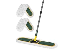BUVE 24" Commercial Dust Mop for Floor Cleaning, Heavy Duty Large Mop with Replacement Mops Pads, Industrial Duster Floor Wet Dry Broom for Cleaning Office Garage Hardwood Warehouse