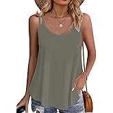 KevaMolly Summer Flowy Tank Tops for Women 2026 Spaghetti Strap Loose Fit Camisole Scoop Neck Casual Sleeveless Shirts