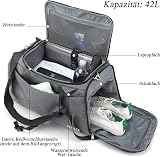 KASIBON Sports Duffle Bag 42L with Shoes Compartment Wet Pocket Grey view 3