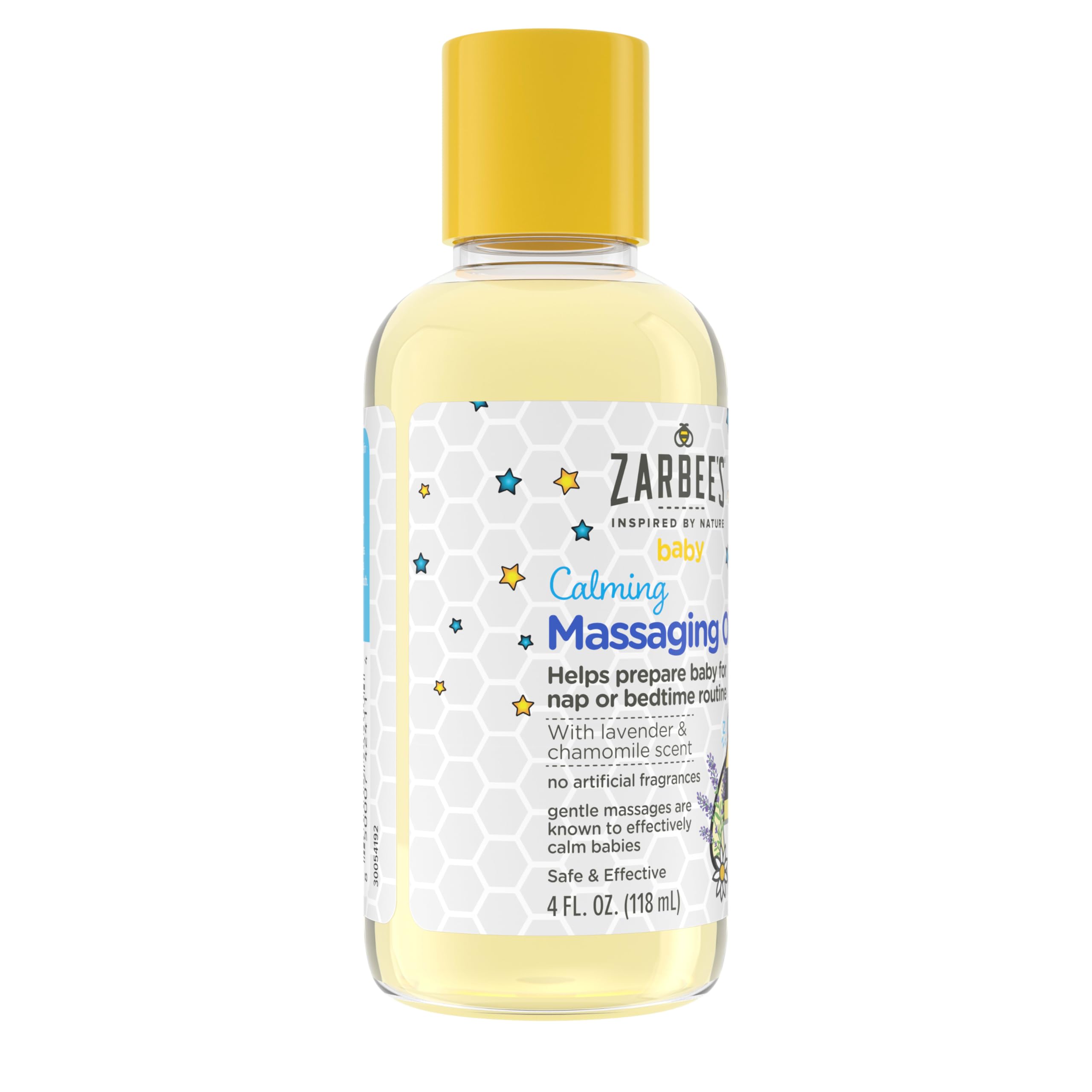 Zarbee's Baby Massage Oil, Calming and Soothing with Lavender and Chamomile to Help Sleep, 4oz Bottle