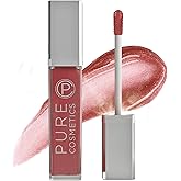 Pure Illumination Light-Up Lip Gloss with LED-Lit Applicator Brush + Side Mirror, Non-Sticky, Moisturizing Hydrating Lip Glosses with Lanolin, Jojoba Oil, & Vitamin E, Wine Berry