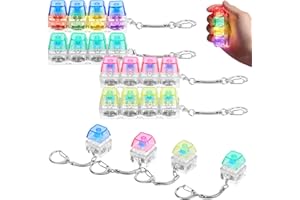 8 Pcs Keyboard Fidget, Clicker Keychain Toys for Adults, Clicky Keyboard Keychain with LED Lights & Sound, Cute Portable Deco