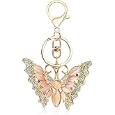 Fmeida Butterfly Keychain for Women - Crystal Rhinestone Bag Charm, Bling Keychain Accessory for Handbags/Purses/Backpacks