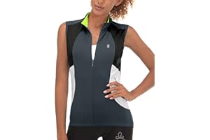 Little Donkey Andy Women's Half Zip Breathable Cycling Vests Reflective Sleeveless Jerseys Shirts Golf 4 Rear Pockets