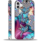 AshaPro for iPhone 16 Plus Case with 2-in-1 Glossy All Inclusive Anti Fall Doublelayer Protection Soft TPU+PC Back Pattern Case Compatible with iPhone 16 Plus 6.7inch for Women Diamond Bird