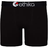 Ethika Men's Mid Boxer Brief, BlackOut(BLK,L) | Waistband. Designed with a shorter mid-length fit. Engineered to prevent pull-down and gathering for consistent comfort.