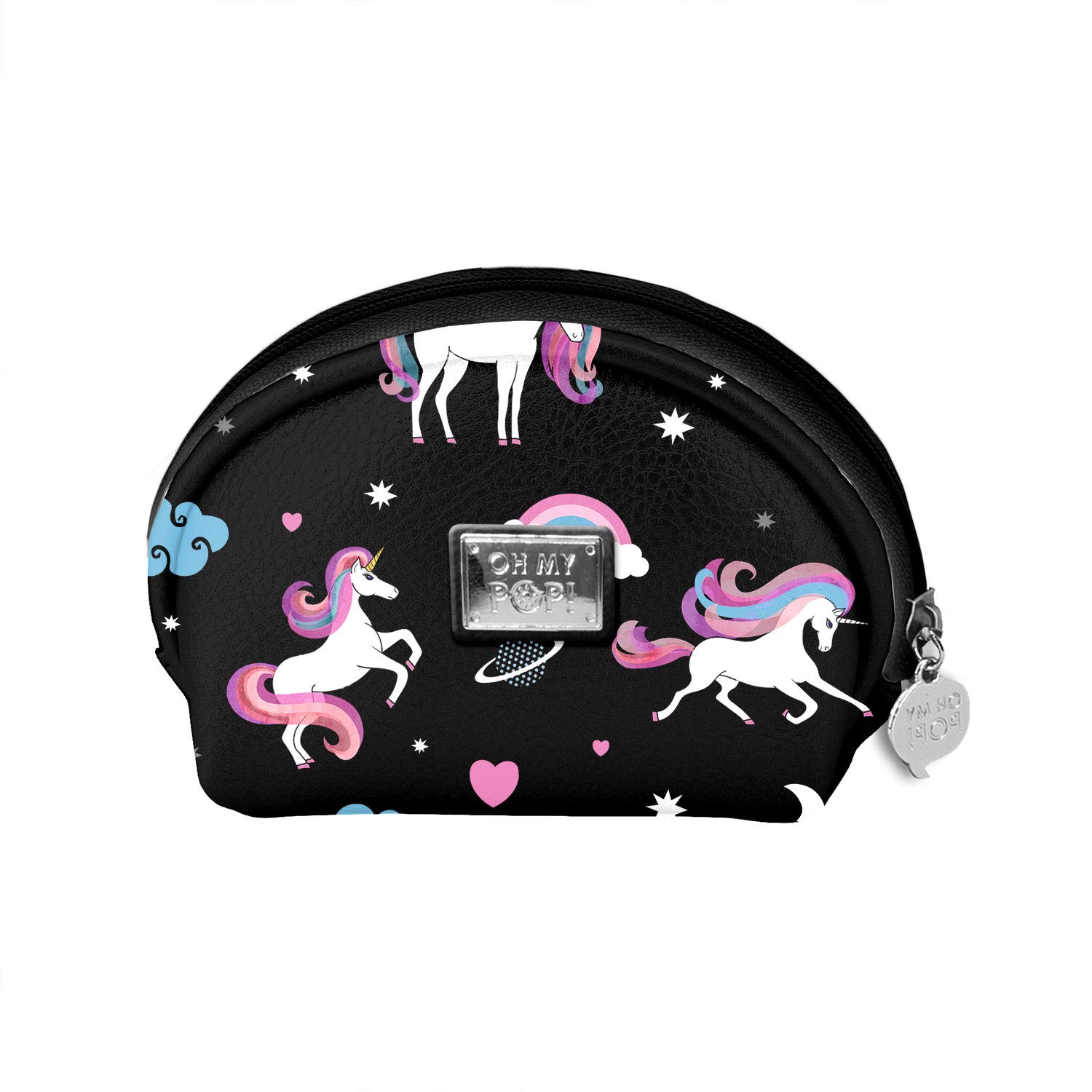 Oh My Pop! Unicorn-Oval Coin Purse, Black, 11.5 x 9 cm