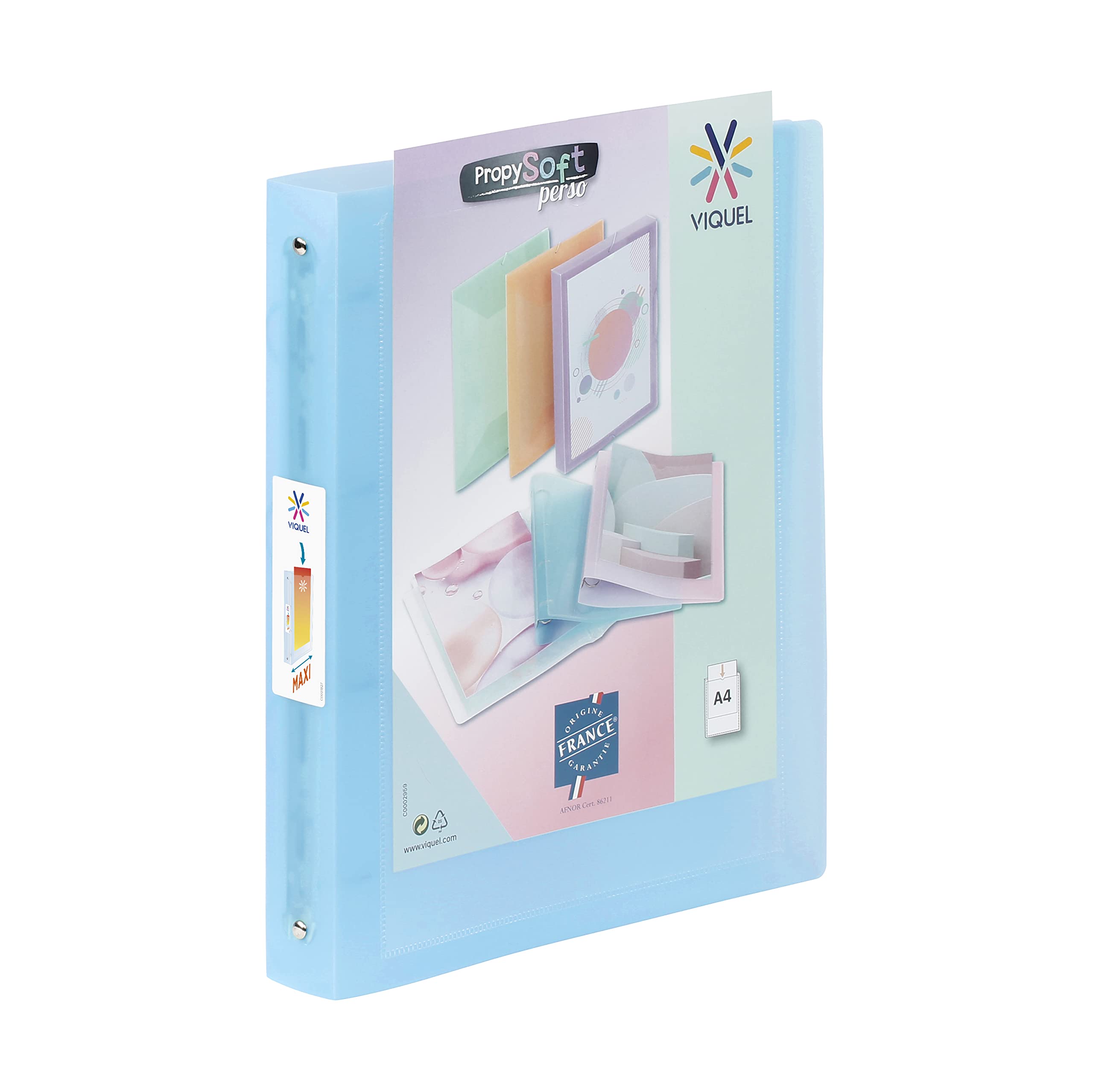 Viquel - A4 Maxi Flexible Binder - 4 Rings - 4 cm Spine - for A4 documents - Translucent Blue