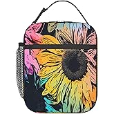 Insulated Lunch Box for Women Girls Kids Sunflower Lunch Box for Work,Picnic,School,Travel,Hiking,Beach or Fishing Polyester Colorful Sunflower Floral Flower Theme Lunch Bag