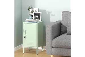 Garvee Metal Locker Storage Cabinet Anti-Tilt Single Door Organizer with 2 Adjustable Shelves, Side Table for Home Office, Li