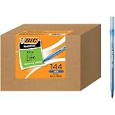 BIC Round Stic Xtra Life Blue Ballpoint Pens, 144-Count Pack of Bulk Pens | Medium Point (1.0mm) for Smooth Writing, Flexible Round Barrel for Comfort, No. 1 Selling Ballpoint Pens