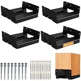 8x8 Post Base for Concrete Heavy Duty Black E-Coated 4 PCS | Fits 7.5'' x 7.5'' Wood,1" standoff from the ground,Included self-tapping and expansion screws,2mm thickness,for pergola