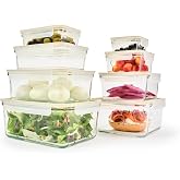 Glasslock Sens 16Pcs Glass Food Storage Set &ndash; Airtight &amp; Leakproof, 8 Different Sizes, Anti Slip Lid, Microwave &amp; Oven Safe, Perfect for Meal prep, Lunch Box, Nestable &amp; Stackable, Pantry Storage