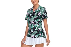 Tanst Sky Women's Golf Polo Shirts Short Sleeve Quarter Zip Pullover Moisture Wicking Workout Tops