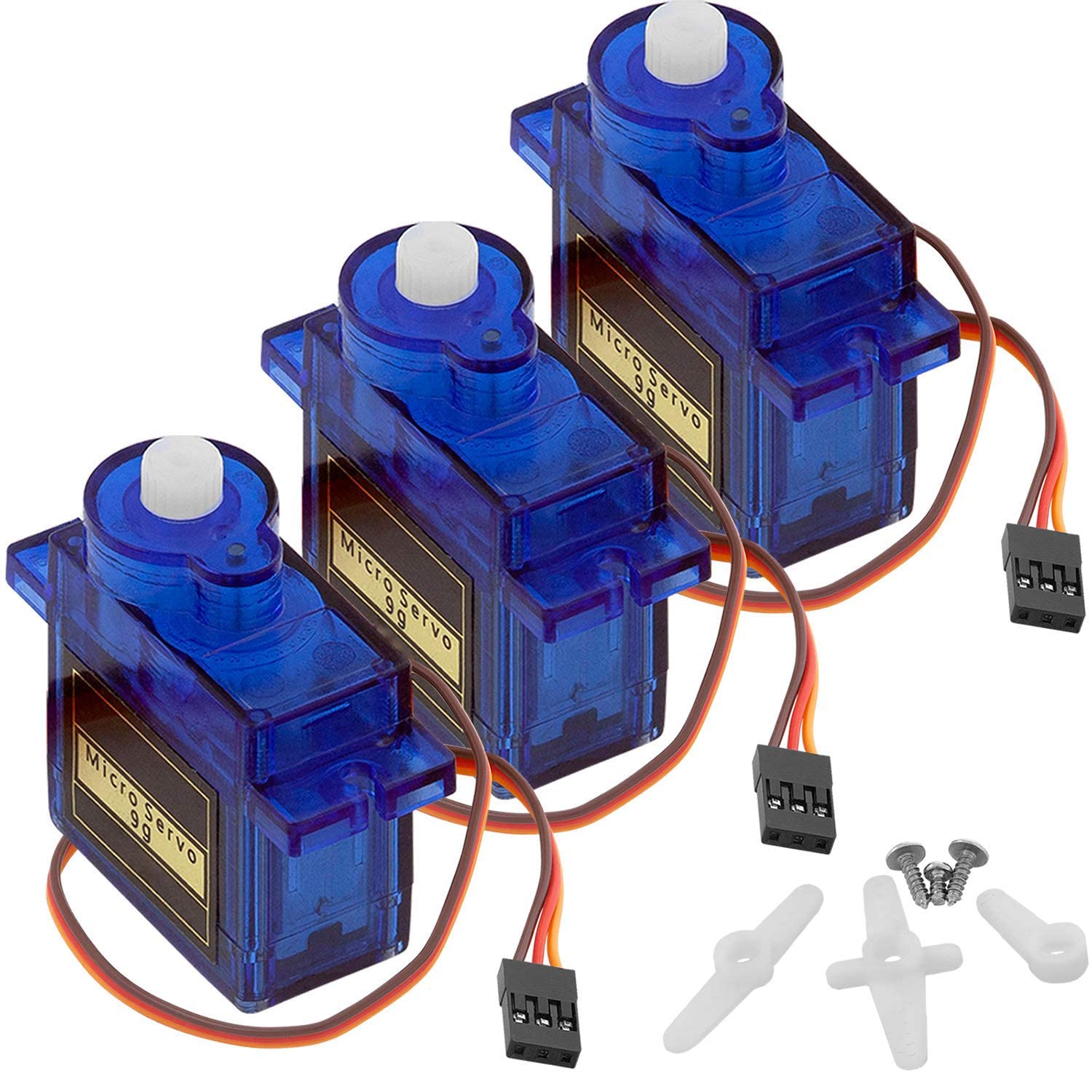 AZDelivery 3 x Micro Servo Compatible with SG90 9g Toy Robot Helicopter Airplane Arm Boat Motor RC Remote Control 4.8V 6V compatible with Arduino including E-Book!