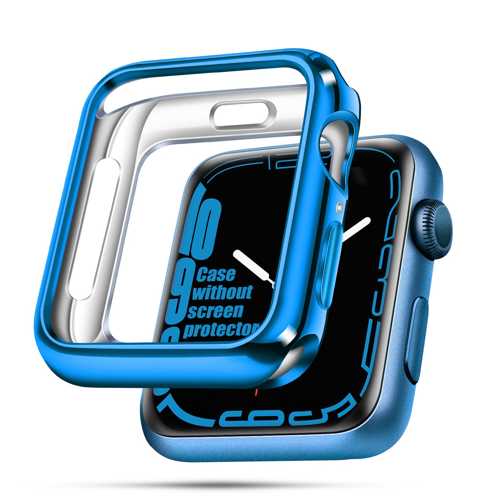 Photo 1 of top4cus 42mm Cover Environmental Soft Flexible TPU Anti-Scratch Lightweight Protective Case Compatible with Apple Watch Series 8/7/6/SE/5/4/3/2/1 - Blue