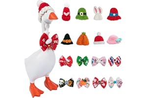 8 Sets Cute Desk Goose Holiday Outfits – 7 Inch Mini Goose Clothes with Knitted Hats & Bow Ties for All Seasons, Funny Duck D