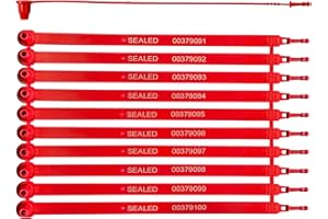 FALEYA.WZW Plastic Security Seals, 500 Tamper Evident Tags, Truck Trailer Container Door Safety Self-Locking Numbered Disposable for Shipping Transport (Red)