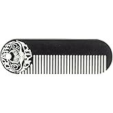 Beard Comb Or Fine Tooth Mustache Pocket Stainless Steel Metal Powder Coated Black Keychain Comb For Men - 3.25 x 1 Inches by