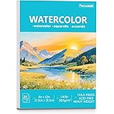 Pacocoast Watercolor Paper, 9"X12" Cold Press Water Color Paper Pad, (300gsm/140lb) Artist Sketchbook for Acrylic, Gouache & 