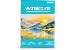Pacocoast Watercolor Paper, 9"X12" Cold Press Artist Sketchbook, (300gsm/140lb) Water Color Pads for Acrylic, Gouache & Pencil. Painting Drawing Paper Book, Art Supplies for Adults & Kids, Teal