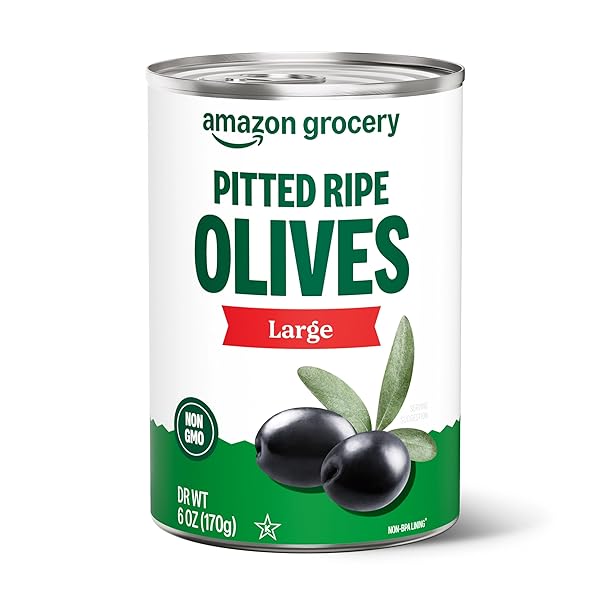 AMAZON GROCERY, PITTED RIPE OLIVES, LARGE, 6 OZ (PREVIOUSLY AMAZON FRESH, PACKAGING MAY VARY)