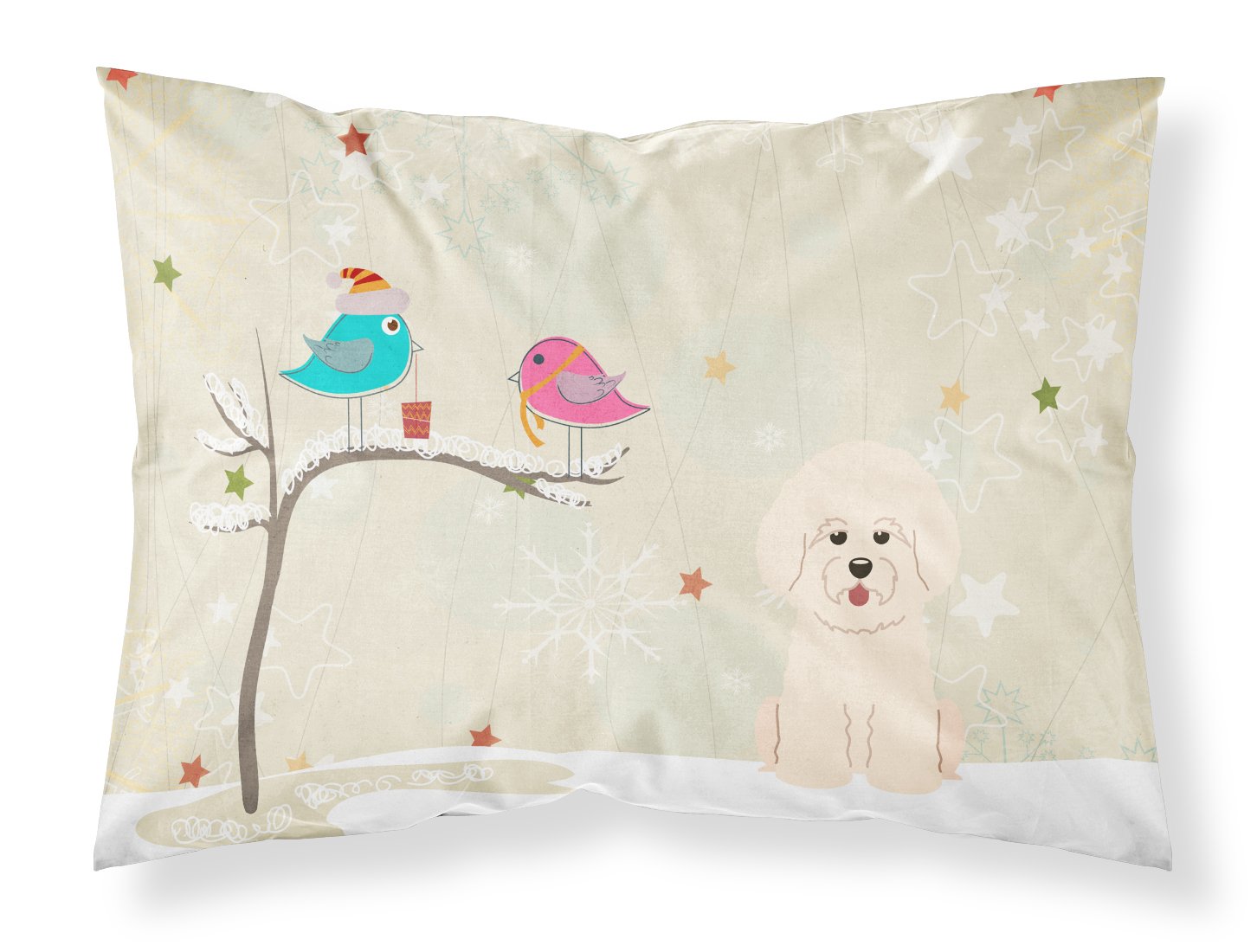 Caroline's Treasures Between Friends Bichon Frise Fabric Standard Pillowcase BB2547PILLOWCASE, Polyester, Multicolored, 30" x 20.5" (Pack of 1)