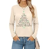 DUTUT Women's Christmas Tree Graphic Tee: Cute Xmas Lights T-Shirt, Merry Christmas Holiday Top