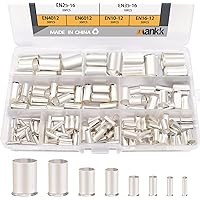 mankk 166pcs Wire Ferrules Kits Silver Plated Copper Crimp Connector Ferrules Wire Ends Terminals Crimp Terminal Connector Sl
