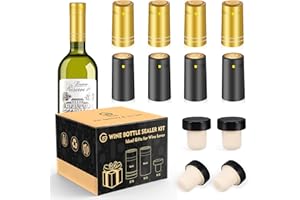 GUANFU Wine Bottle Sealer Kits - 12 Wine Bottle Cork w/Metal Top 30 Seals Heat Shrink Wrap Caps w/Tear Tab Plastic Shrink Capsules Tasting Corks Cruise Essentials for Alcohol Bottles Homemade Crafts