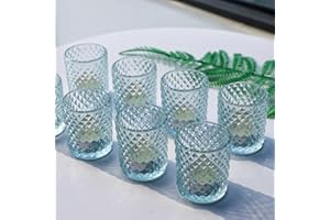 Woho 12pcs Light Aqua Blue Votive Candle Holders for Wedding Table Centerpiece, Tea Lights Candle Holder for Birthday Party, Tealight Candle Holder for Home Decor