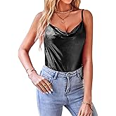VIDUSSA Women's Shimmer Camisole Tops Cowl Neck Sleeveless Sparkle Blouses Summer Tank Shirt