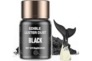 Luster Dust Edible - 15 Grams Food Grade Cake Dust Shimmer Powdered, Cherrysea Powder Luster Dust Food Coloring for Cocktails, Christmas Cookie Decorations, Cake, Drinks, Fondant, Candy - 15g/Bottle (9-Black)