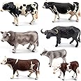LC JoyCre 7PCS Realistic Hereford Cows Toys Figures Set for Simmental Cattle African Buffalo Figurine Holstein Cow Calf Cows Diorama Birthday Party Collection Gifts for Kid
