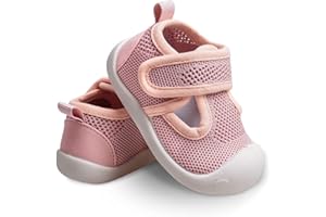 CHARROST Baby First-Walking Shoes 1-4 Years Kid Shoes Trainers Toddler Infant Boys Girls Soft Sole Non Slip Cotton Canvas Mesh Breathable Lightweight TPR Material Slip-on Sneakers Outdoor