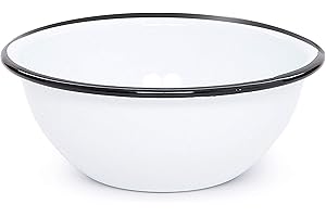 Enamelware Cereal Bowl - Solid White with Black Rim