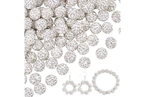 PH PandaHall 100pcs 10mm Crystal Rhinestones Beads Pave Disco Ball Beads Polymer Clay Crystal Beads Craft Beads for Baseball Necklace Pen Friendship Bracelet Earring Jewelry Making Christmas Decor