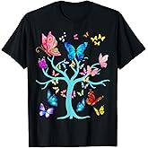 Butterfly Lovers Butterflies Circle Around The Tree Design T-Shirt